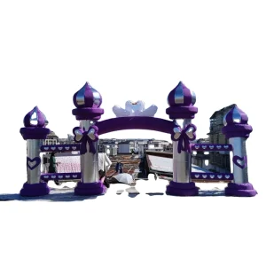 Customizable Inflatable Wedding Arch with Swan Design Purple and Silver Decoration for Outdoor Weddings Events and Parties