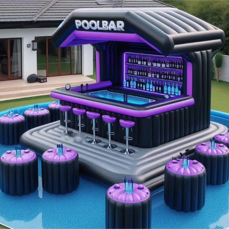 Aanpasbare PVC Inflatable Pool Bars voor Backyard Party Evenementen Fabrieksgeleverde Waterpark Kenmerken