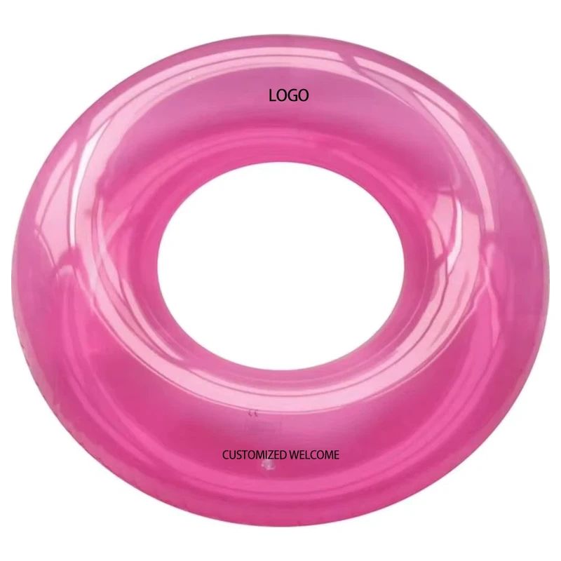 Customizable Pattern Color PVC Inflatable Foldable Clear Pink Swimming Ring Kids Adult Summer Beach Pool