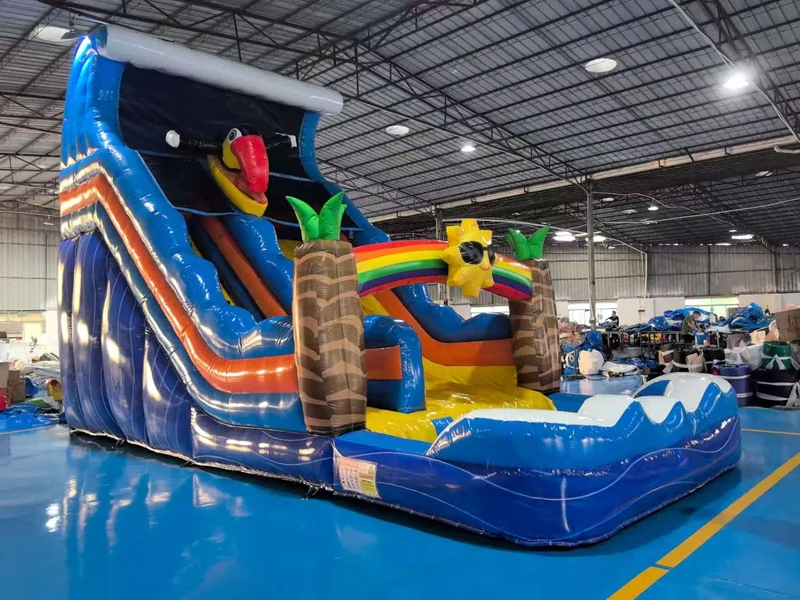 Escorrega de água inflável comercial de tamanho personalizável colorido com piscina, castelo insuflável, casa de saltos