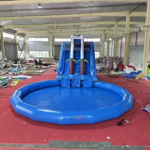Kích thước có thể tùy chỉnh, Màu sắc, PVC thương mại chất lượng cao, cầu trượt nước bơm hơi có hồ bơi, lâu đài bơm hơi, nhà nhảy nước
