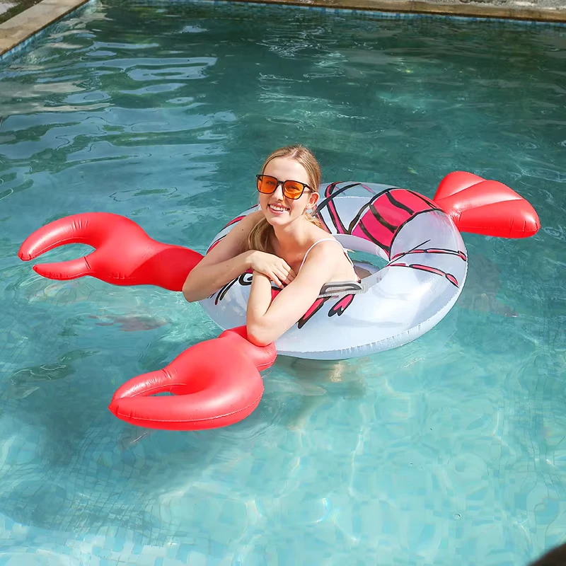 Kustom Bentuk Lobster Cincin Renang Tiup PVC Ramah Lingkungan