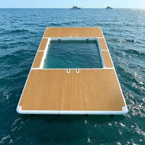 Customize Big High End Inflatable Dock Anti Jellyfish Pool Drop Stitch Sea Pools with Safety Net
