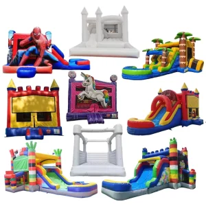 Customize Commercial PVC Adult White Bouncy Inflatable Jumper Castle Outdoor Bounce House Combo With Water Slide for Kids Party