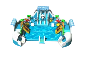 Kustom Taman Air Inflatable Seluncuran Air Inflatable dengan Kolam untuk Aktivitas Luar Ruangan