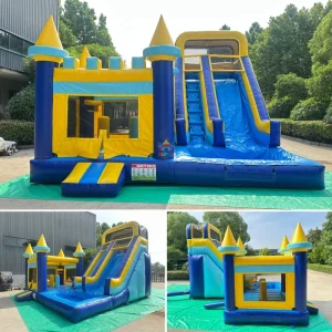 Anpassbarer Bestand 15 ft H blauer aufblasbarer Sprungturm Hüpfburg Wasserrutsche für Outdoor-Party-Events