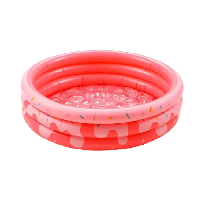 Pas Kinderen Eco-vriendelijk PVC Opblaasbare Ronde Print Logo Zwembad 3 Ring Baby Kiddie Pool Tuin