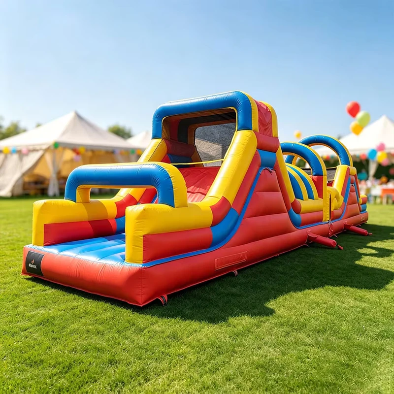 Corso ad ostacoli gonfiabile personalizzato in PVC, parco tematico gigante, playground gonfiabile all'aperto