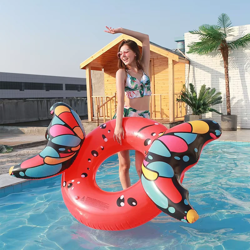 Tùy chỉnh phao bơi hình cánh màu đỏ trắng PVC, Đạt chứng nhận CE 120x110cm cho người lớn và trẻ em