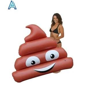 Diseño de tamaño personalizado, forma, impresión, vinilo PVC, forma de caca inflable, colchoneta de aire, cama de agua, tumbona, colchón