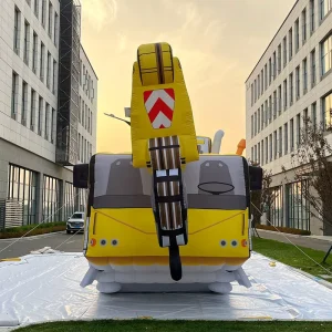 Customized 12.3m*3m*3.9m Giant Inflatable Cartoon Model Replica Glowing Inflatable Crane Advertising Inflatable Fire Truck Car