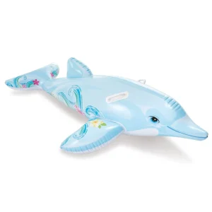 Customized 175x65cm Lil Dolphin Ride On Inflatable Summer Water Party Phthalates Free PVC Children’s Swimming Pool Fun Accessory