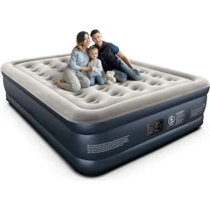 Customized 36 Coils Inflatable Flocked Fabric PVC Camping Air Bed Mattress with Built in Pump Matelas Gonflable
