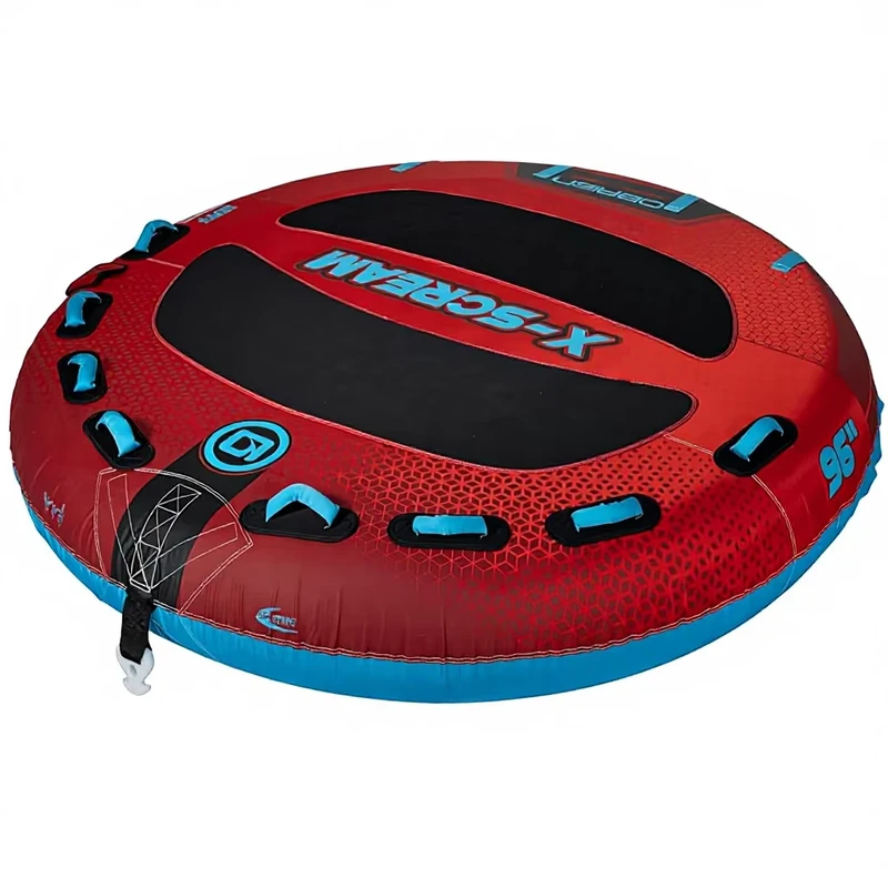 Customized 4 Rider Inflatable Towable Tube Durable Nylon Cover Quick Connect Hook Round Design For Water Sports