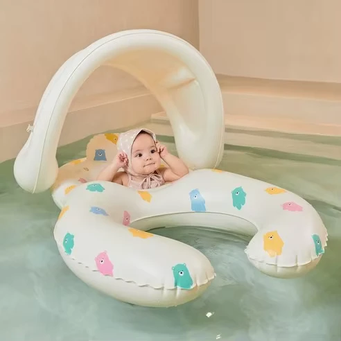 Acessórios de Natação Infláveis para Bebés, Flutuador de Assento Personalizado com Sombrinha e Anel em Forma de Desenho Animado