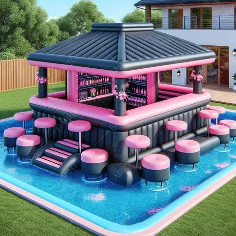 Platform Santai Pesta Halaman Belakang Kustom Bar Udara Inflatable Floating Inflatable Pool Bar