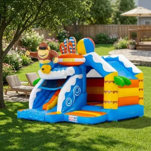 Customized Beach Inflatable Combo with Double Slide Commercial Bounce House Rental Outdoor