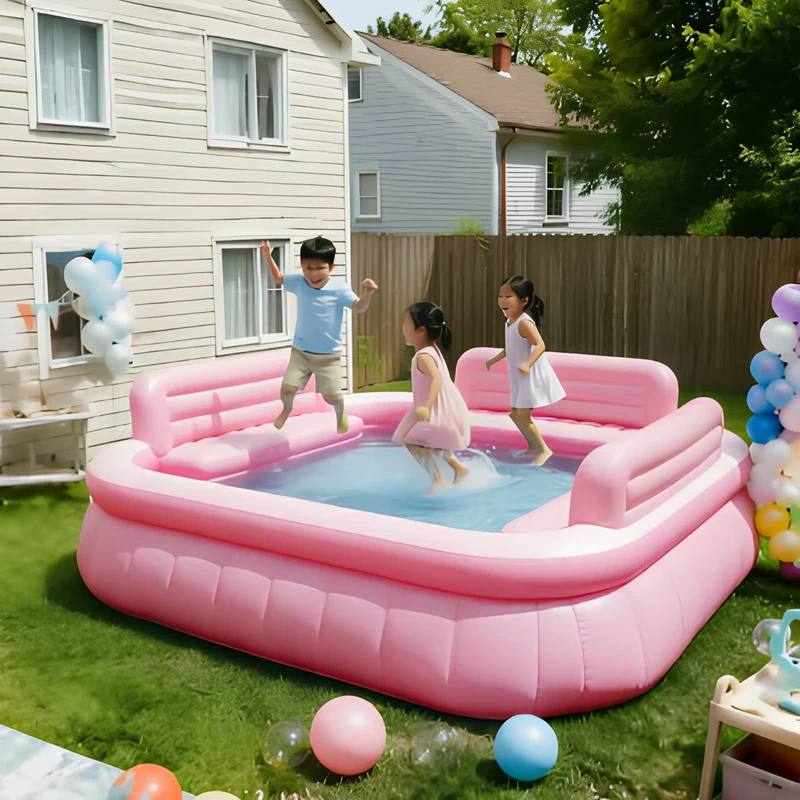 Aangepaste commerciële opblaasbare sofa-vormige zwembad PVC opblaasbaar zwembad voor thuisfeest achtertuin