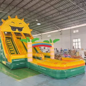 Customized Commercial Quality PVC Sun Inflatable Slide with Pool S Inflatable Slide Bounce House Combo with Blower