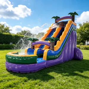 Customized Custom Label Outdoor Playground Palm Trees Waterslides Commercial Grade Inflatable Water Slide for Kids Adults