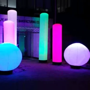 Kolom Lampu LED Inflatable Dekorasi Kustom dengan Terpal PVC, Garansi 1 Tahun