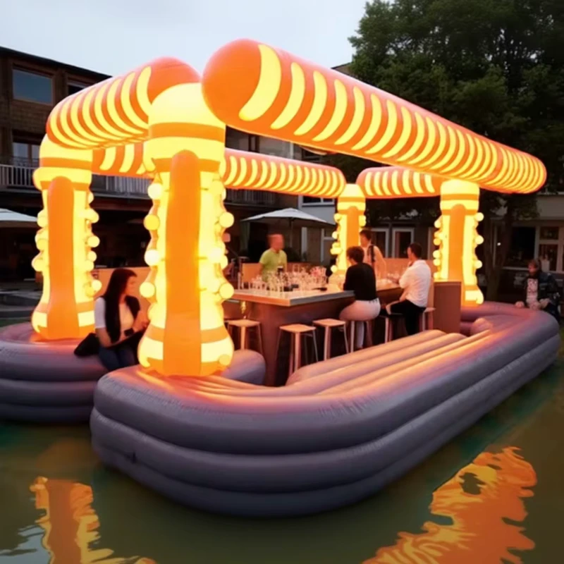 Kundenspezifisches aufblasbares PVC-Schwimmbar-Zelt in verschiedenen Größen mit Schwimmbad, Wasserbar, CE-zertifiziert, einfach aufzubauen