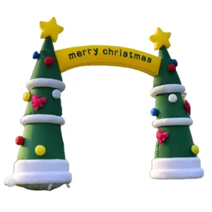 Impressão Digital Personalizada, Arco de Decoração de Natal Gigante Inflável em PVC Oxford de Cor Vermelha, Logótipo Personalizado