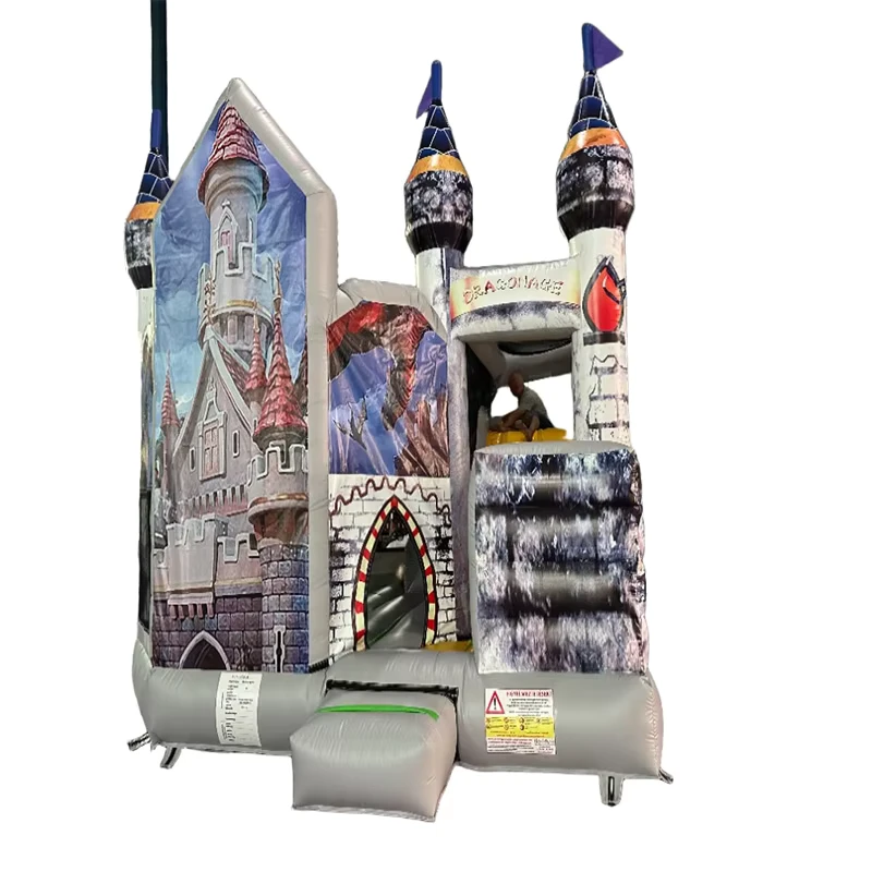 Château gonflable dragon personnalisé Combo toboggan Bouncer à sauter en PVC 0,55 mm Matériau double couture Certifié CE Facile