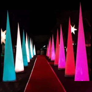 Customized Durable Advertising Romantic Restaurant Decoration Inflatable Led Lighting Cone for Sale
