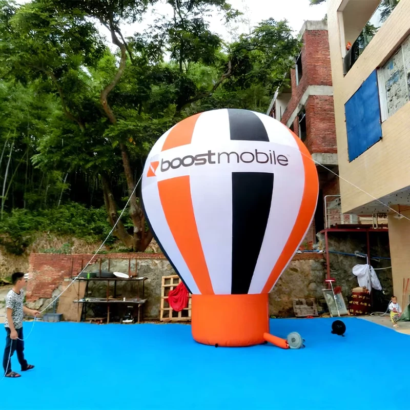 Modèle de montgolfière gonflable en tissu Oxford durable et étanche, ventilateur intégré pour publicité extérieure