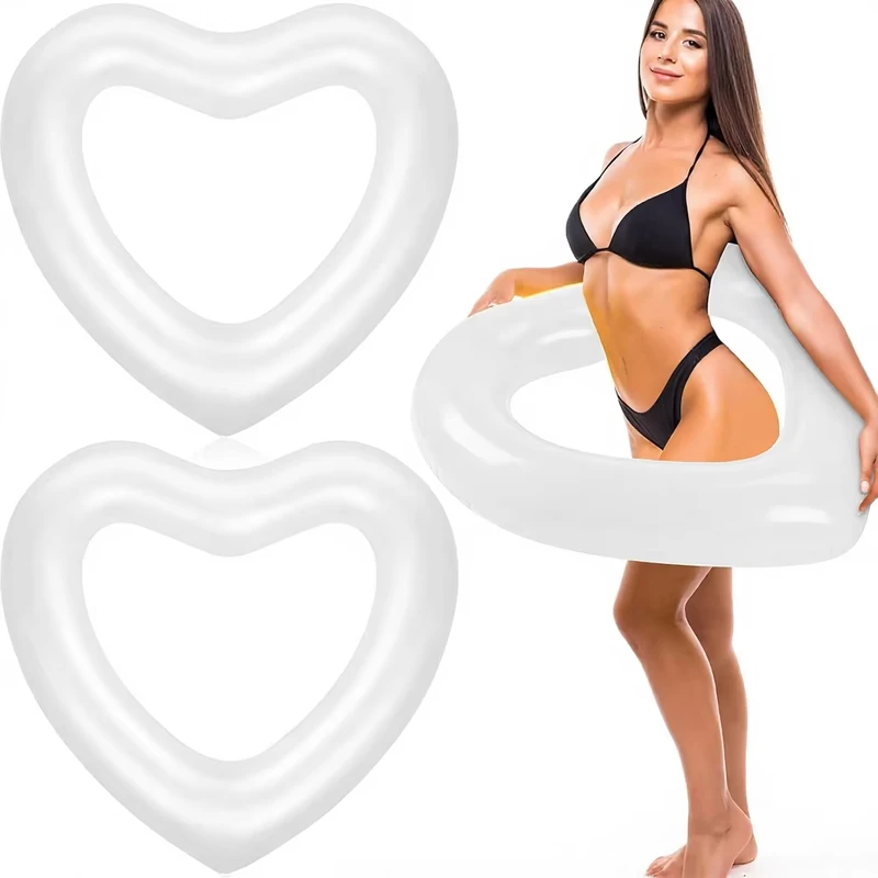 Individuell gestaltbarer fabrikdirekter 3-teiliger herzförmiger aufblasbarer Pool-Float 47x3x39,4" Weiß Braut Sommer Strandparty PVC
