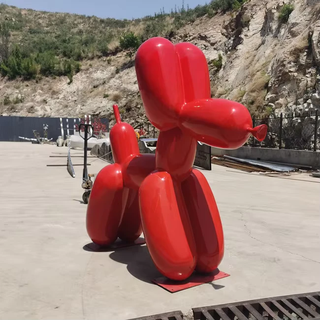 Benutzerdefinierte Fabrik Edelstahl dekorative Kunstskulptur Luftballon-Hund Cartoon-Tierskulptur