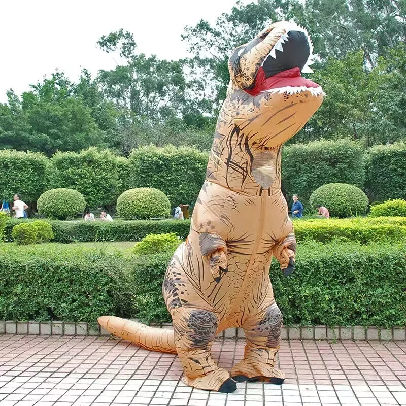 Fantasia Inflável de Dinossauro T Rex para Halloween, Tamanho Adulto, Costura em Poliéster, Unissexo