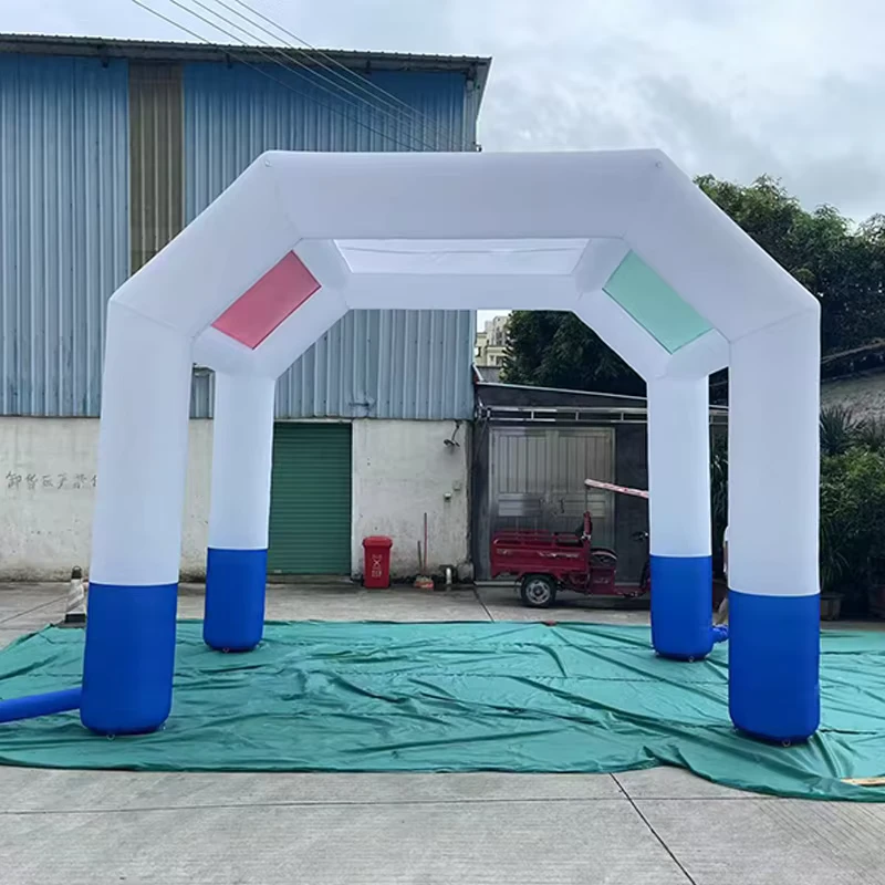 Tente arc gonflable personnalisée pour événements en extérieur, auvent gonflable résistant à la pluie avec éclairage LED pour publicité