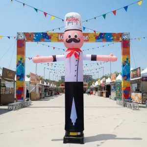 Customized Inflatable Chef Tube Waving Man Sky Dancer for Grilled Pizza Restaurant