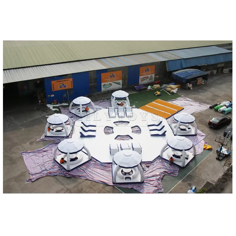 Dock Terapung Inflatable Kustom, Platform Sofa Bar Santai untuk Bermain di Air Laut