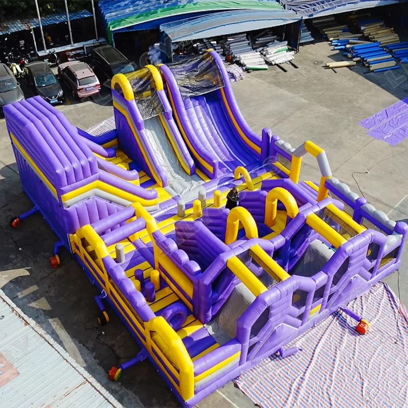 Customized Inflatable Fun Park Made of Durable PVC Tarpaulin, Multiple Play Zones with Slides and Obstacles, Blowers Included