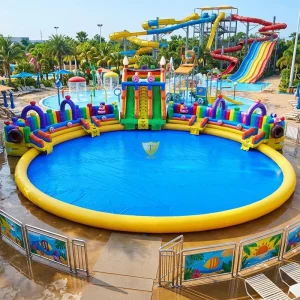 Individuell gestalteter aufblasbarer Land-Wasser-Park, Meer-Oktopus-Themen-Aqua-Park-Spielplatz, aufblasbarer Wasserpark im Freien