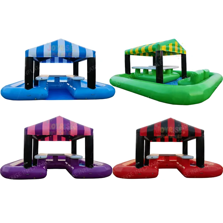 Customized Inflatable Pool Bar with Seats Durable 0.9mm Thick PVC UV Resistant Waterproof for Adults Children Backyard Parties