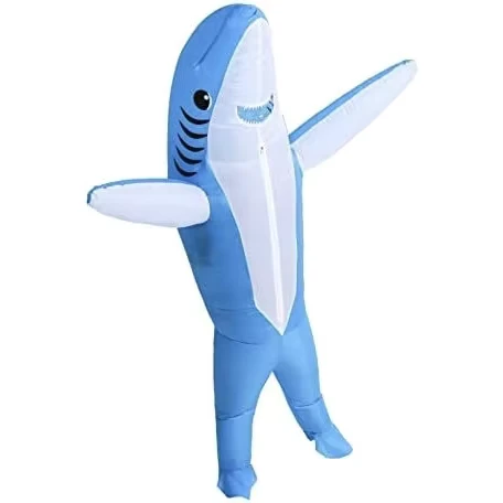 Costume de requin gonflable personnalisé pour adulte, costume géant de requin bleu pour fête, mascotte, masque