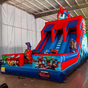 Seluncuran Tiup Spiderman Kustom Kelas Komersial Tema Superhero untuk Sewa Acara