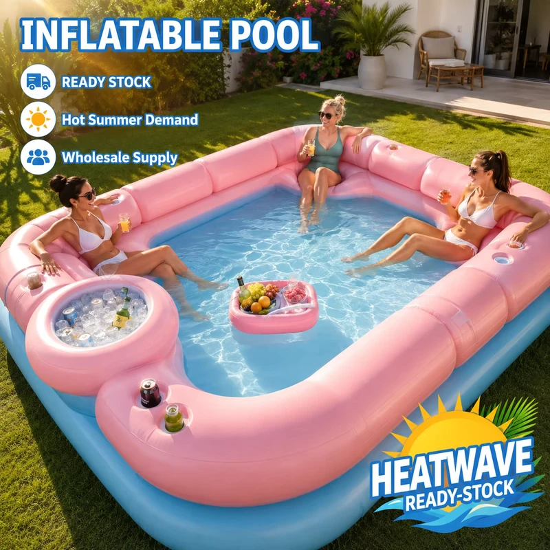 Customized Inflatable Swimming Pool with Inflatable Floating Pool Bar Suitable for Outdoor Swimming Pool for Family Gatherings