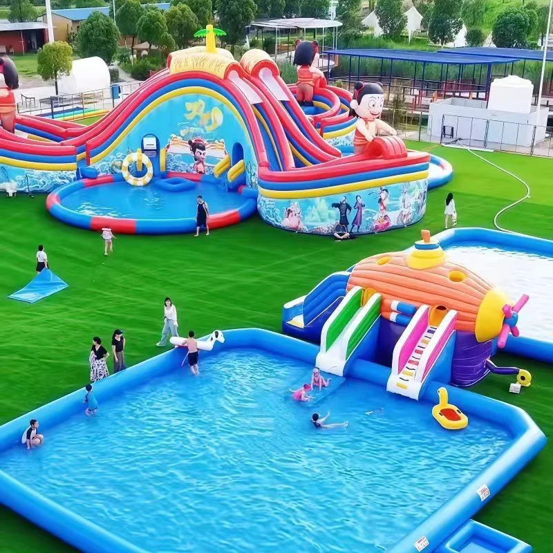 Seluncuran Air Inflatable Kustom untuk Taman Air Cocok untuk Anak-Anak dan Dewasa Fasilitas Rekreasi Inflatable
