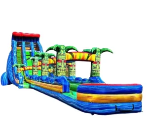 Seluncur Air Inflatable Kustom dengan Kolam Kombinasi Kastil Bouncy Kering Basah PVC Komersial untuk Pesta Halaman Belakang