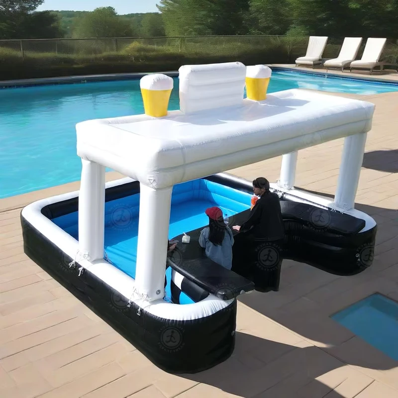 Customized Large Inflatable Bar Luxury Platform Party Bar Inflatable Swimming Pool Pub Bar Water Floating