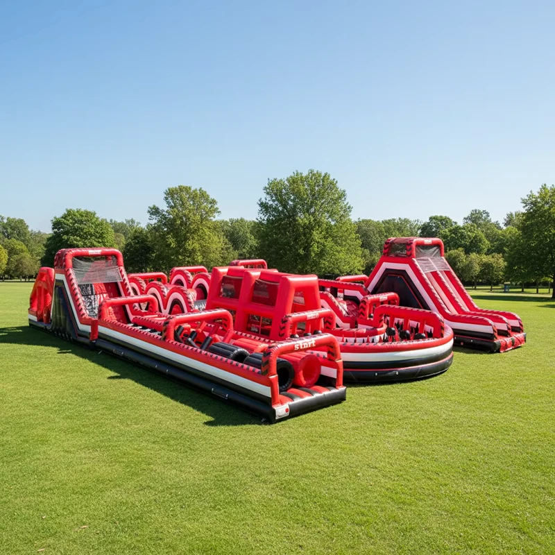 Taman Permainan Inflatable Loncat Besar Kustom Kursus Rintangan Inflatable untuk Dewasa