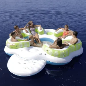 Customized Large Water Sunshade Floating Lounger Inflatable Multi person Pool Floating Island 6 person