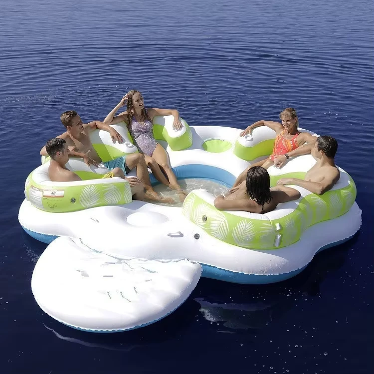 Lettino Galleggiante Gonfiabile Personalizzato Grande Ombra Sole per Piscina per 6 Persone