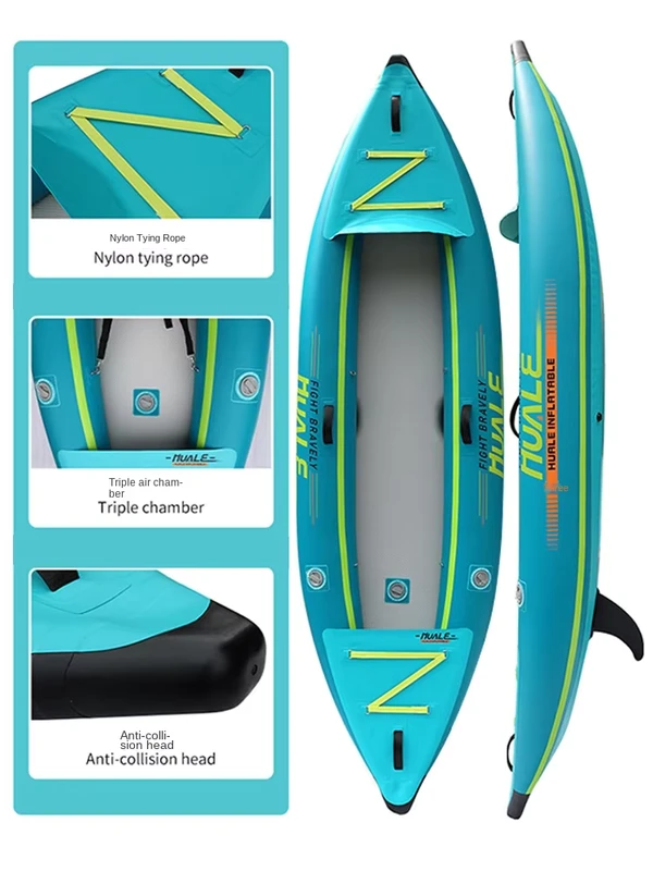 Kayak gonfiabile Luya Double RIB personalizzato in PVC ecologico per 2 persone, 11 piedi, 320x85x30CM