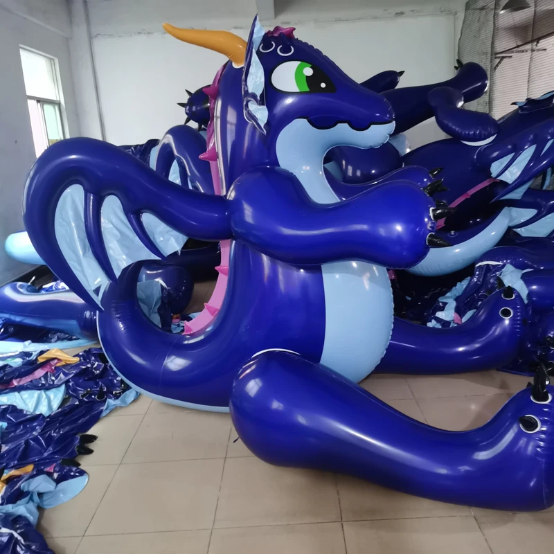 มังกรแบบพองสีฟ้าขนาดใหญ่ที่กำหนดเองสำหรับตกแต่งโฆษณาในเทศกาลกลางแจ้ง